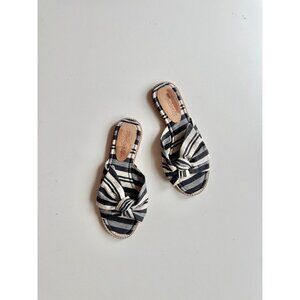 MADEWELL Naida Evelyn Stripe Half Bow Slide Sandals, Size 7